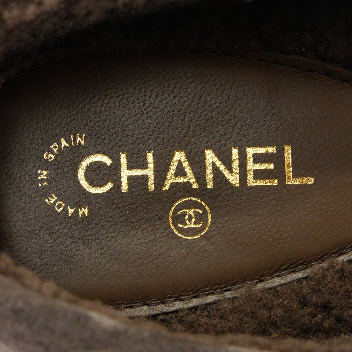 CHANEL Moccasins Women's COCO Mark Brown Suede/Boa #38C Gold HW G45886[BRAND NEW][Authentic]