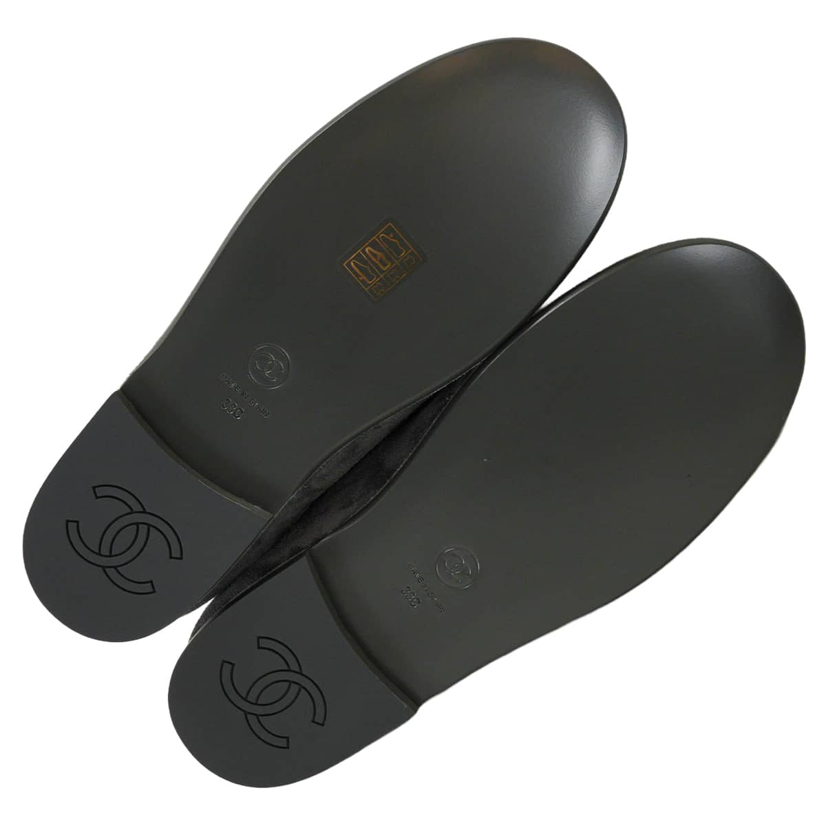 CHANEL Moccasins Women's COCO Mark Grey Suede/Boa #38C Gold HW G45886[ALMOST NEW][Authentic]