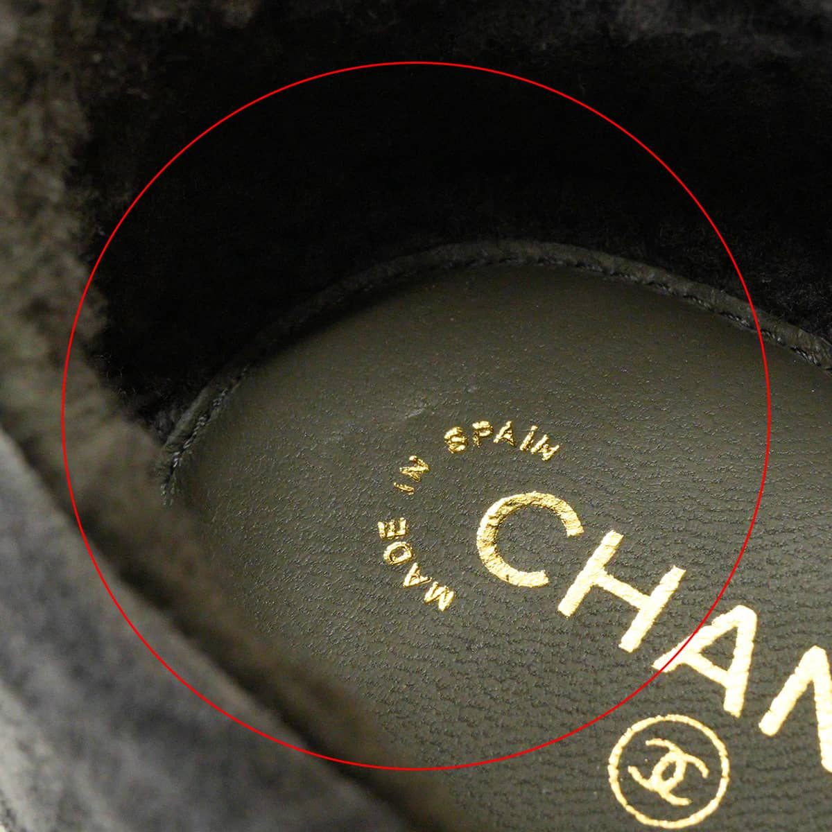CHANEL Moccasins Women's COCO Mark Grey Suede/Boa #38C Gold HW G45886[ALMOST NEW][Authentic]