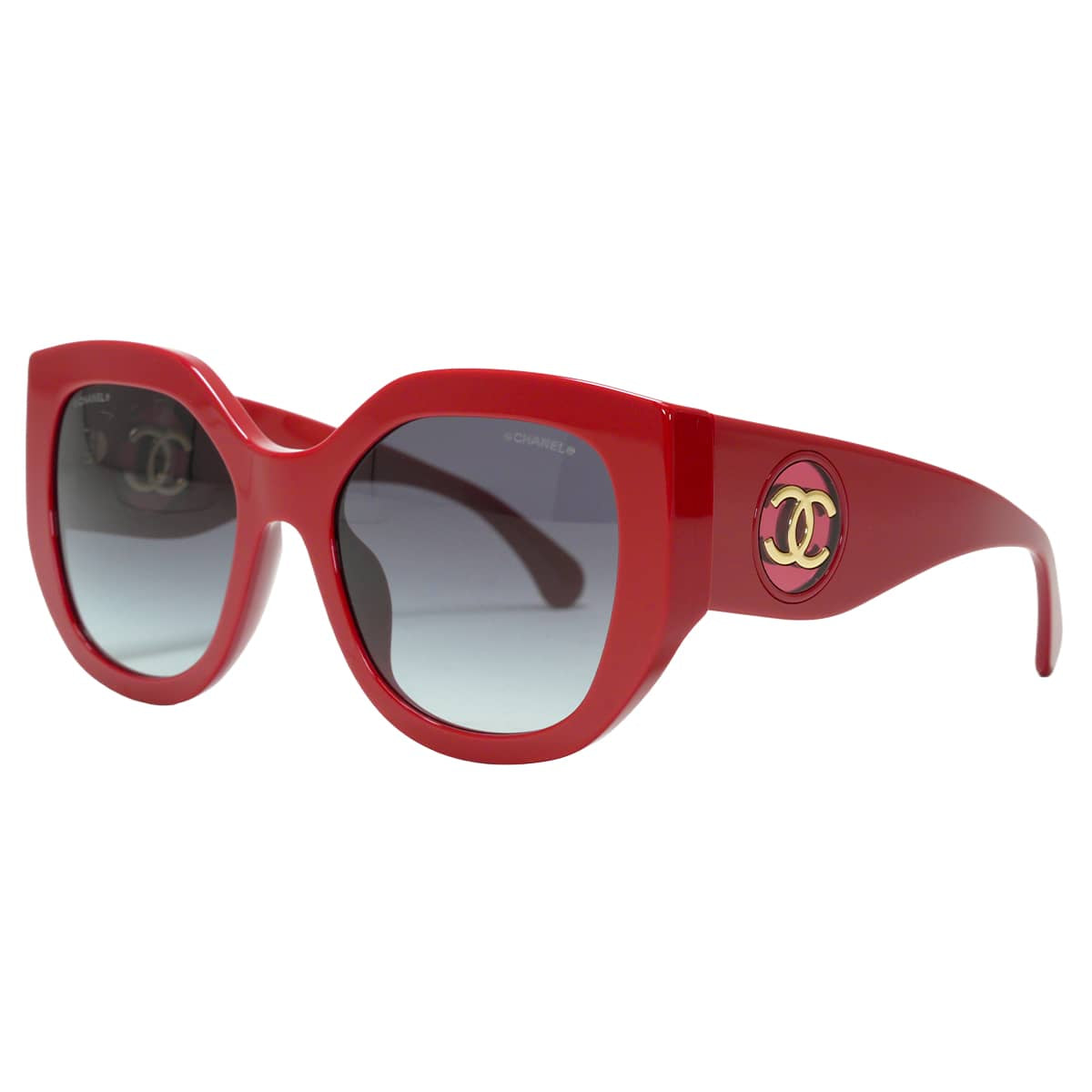 CHANEL sunglass Butterfly Shape Red acetate Gold HW A71718[EXCELLENT][Authentic]