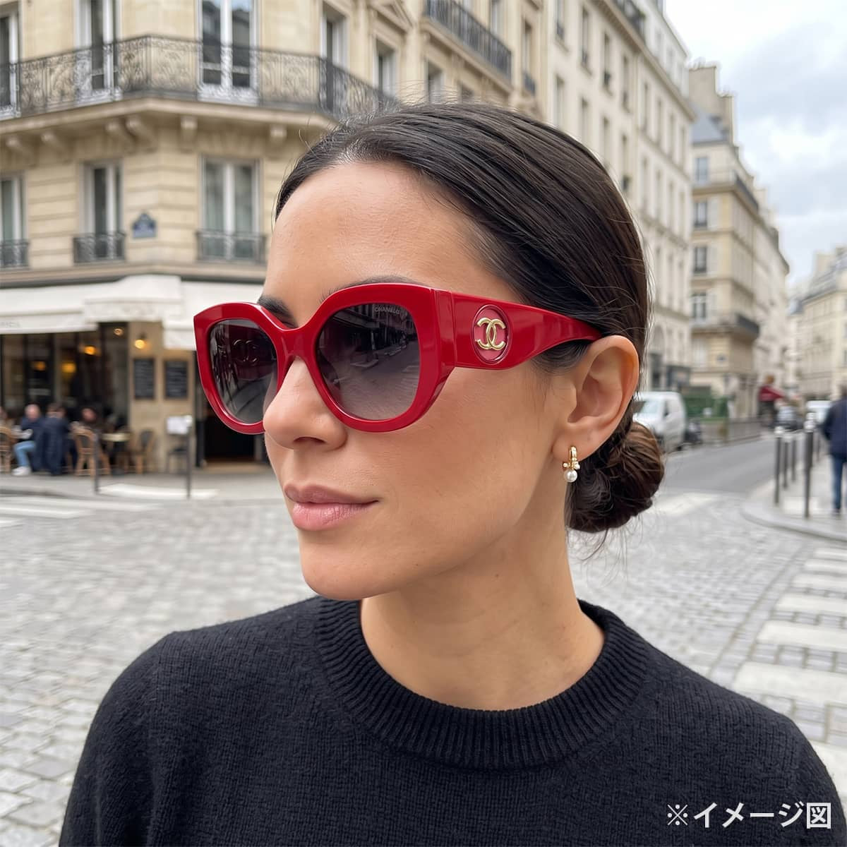 CHANEL sunglass Butterfly Shape Red acetate Gold HW A71718[EXCELLENT][Authentic]