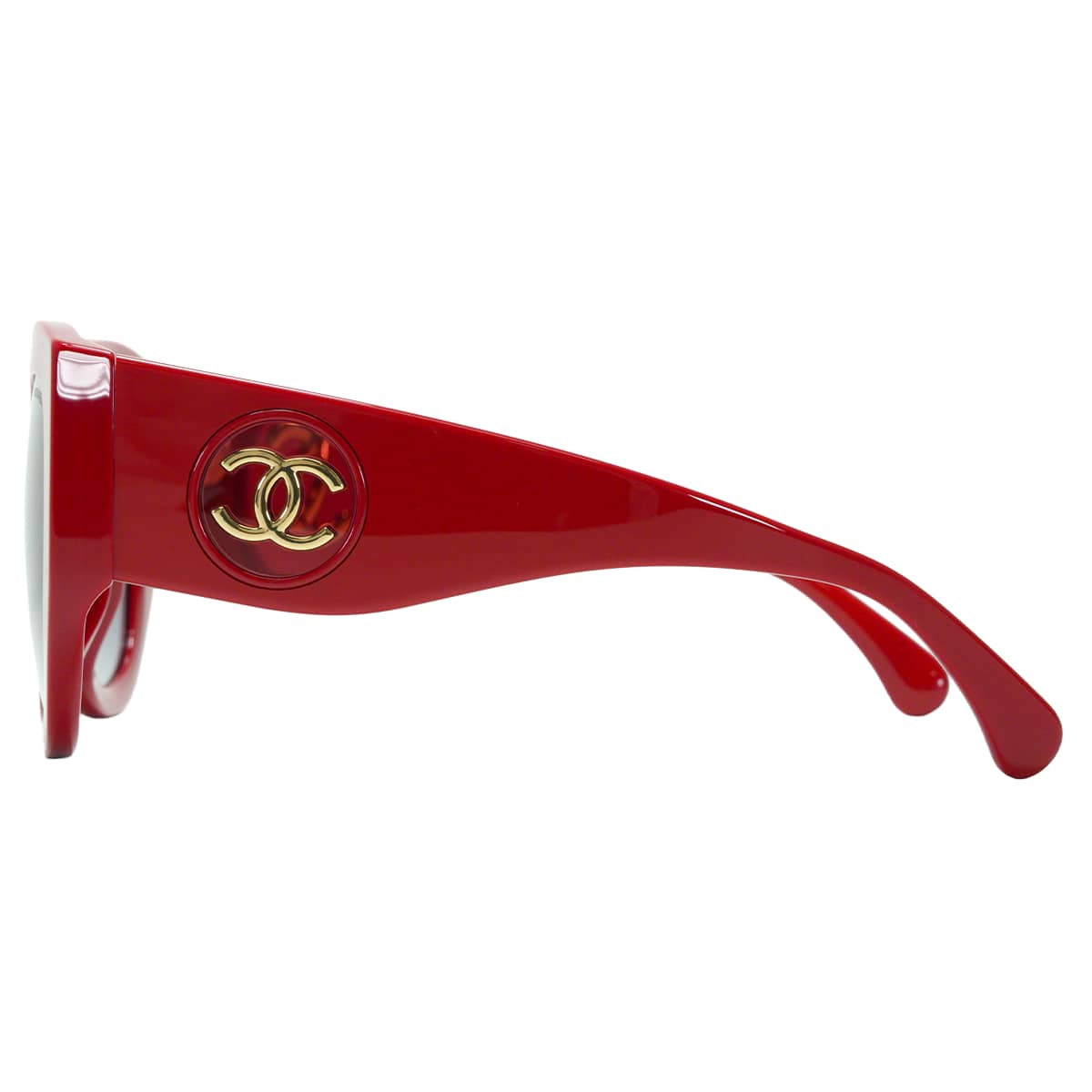 CHANEL sunglass Butterfly Shape Red acetate Gold HW A71718[EXCELLENT][Authentic]