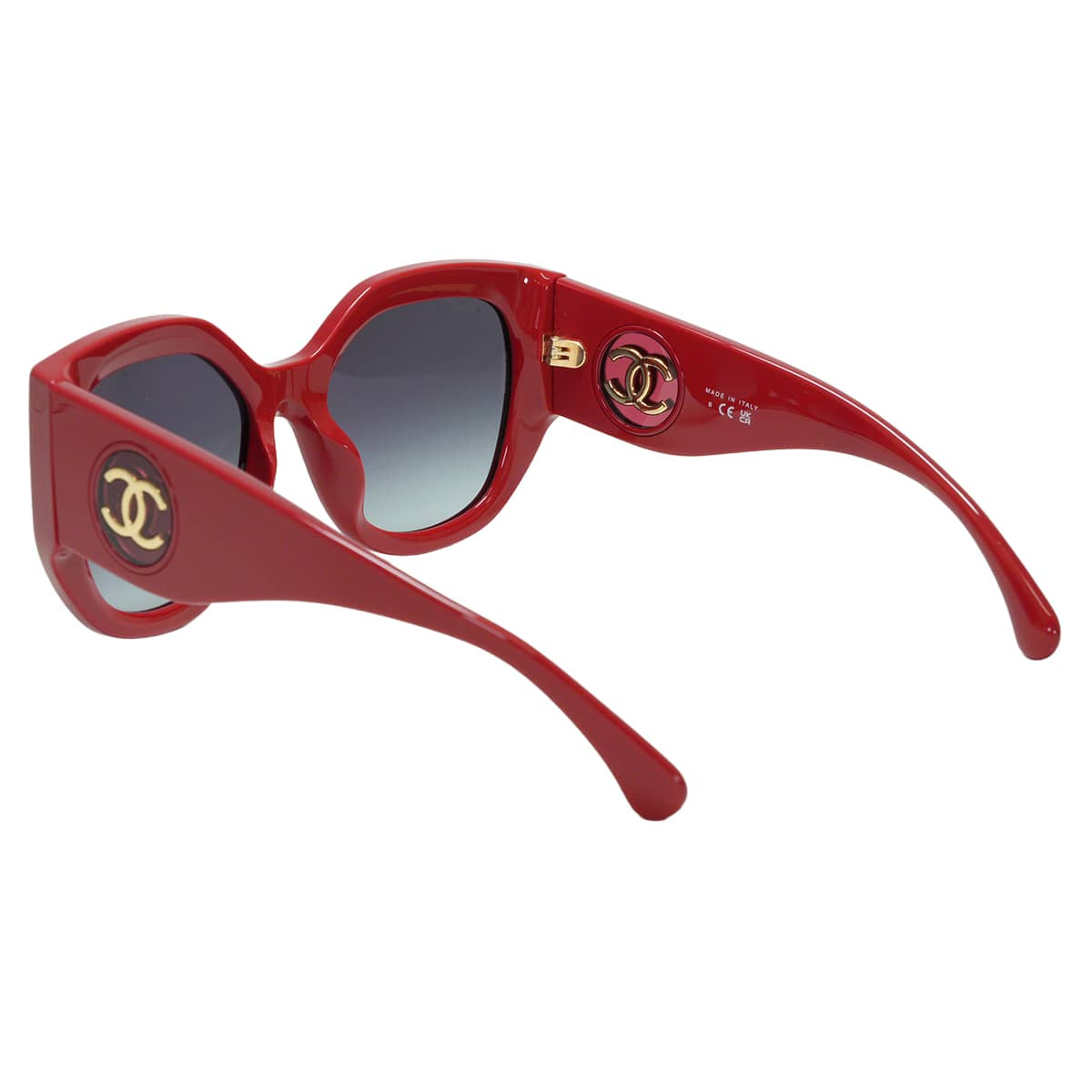 CHANEL sunglass Butterfly Shape Red acetate Gold HW A71718[EXCELLENT][Authentic]