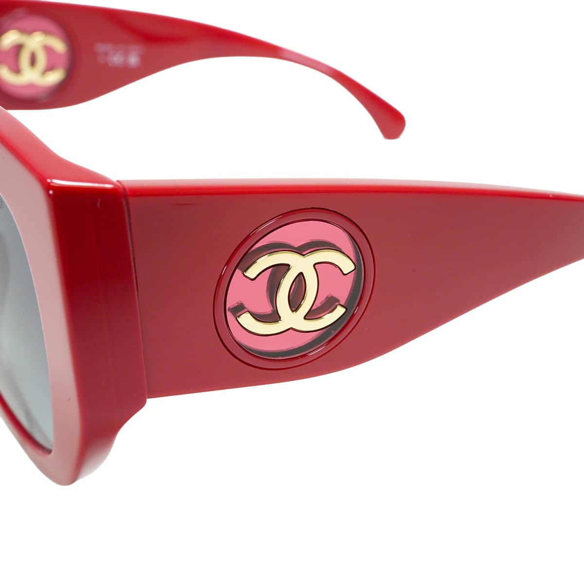 CHANEL sunglass Butterfly Shape Red acetate Gold HW A71718[EXCELLENT][Authentic]