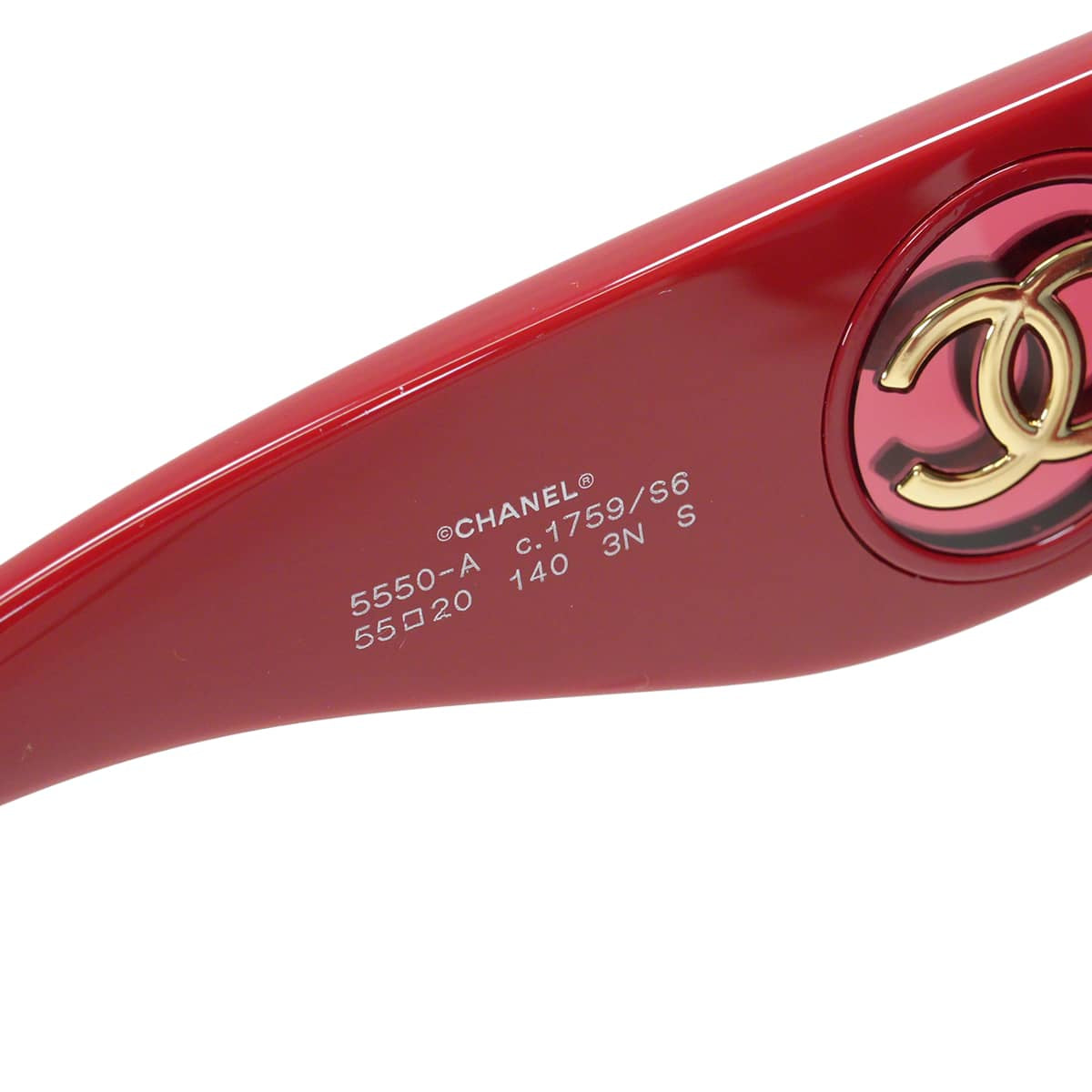 CHANEL sunglass Butterfly Shape Red acetate Gold HW A71718[EXCELLENT][Authentic]