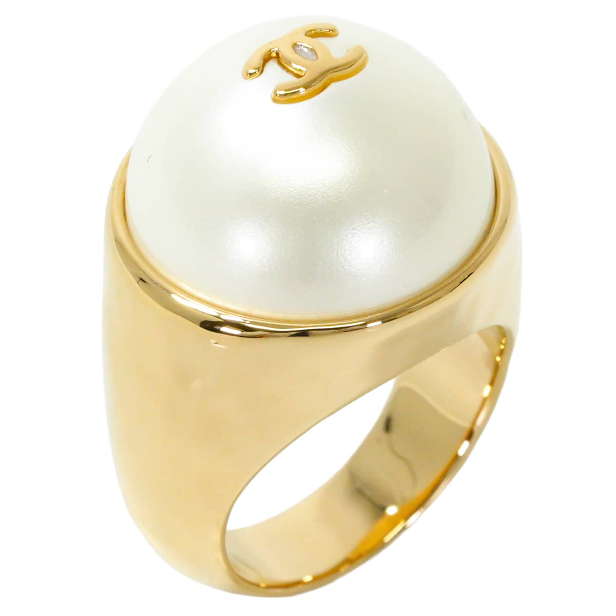 2026AW CHANEL ring COCO Mark Pearl Blanc (White)/Gold Resin Pearl/Metal #53 Gold HW ABH850[BRAND NEW][Authentic]