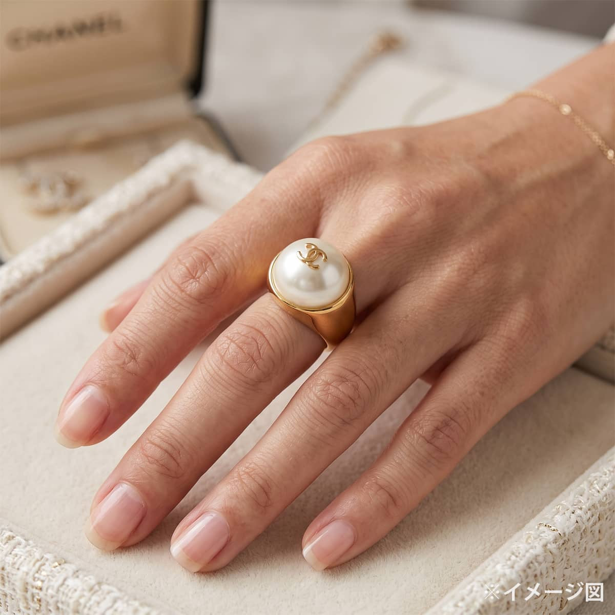 2026AW CHANEL ring COCO Mark Pearl Blanc (White)/Gold Resin Pearl/Metal #53 Gold HW ABH850[BRAND NEW][Authentic]