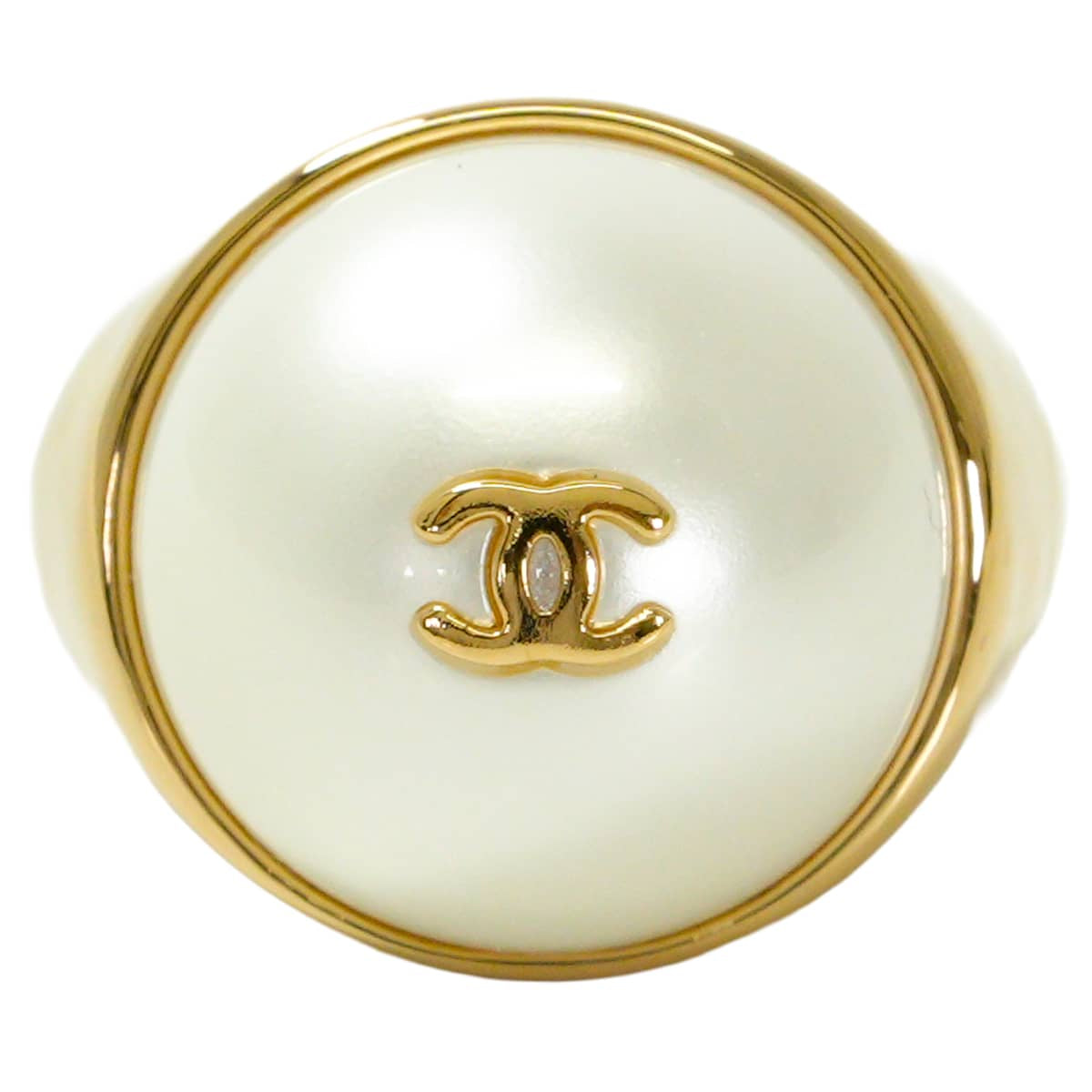 2026AW CHANEL ring COCO Mark Pearl Blanc (White)/Gold Resin Pearl/Metal #53 Gold HW ABH850[BRAND NEW][Authentic]