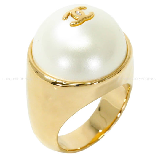 2026AW CHANEL ring COCO Mark Pearl Blanc (White)/Gold Resin Pearl/Metal #53 Gold HW ABH850[BRAND NEW][Authentic]
