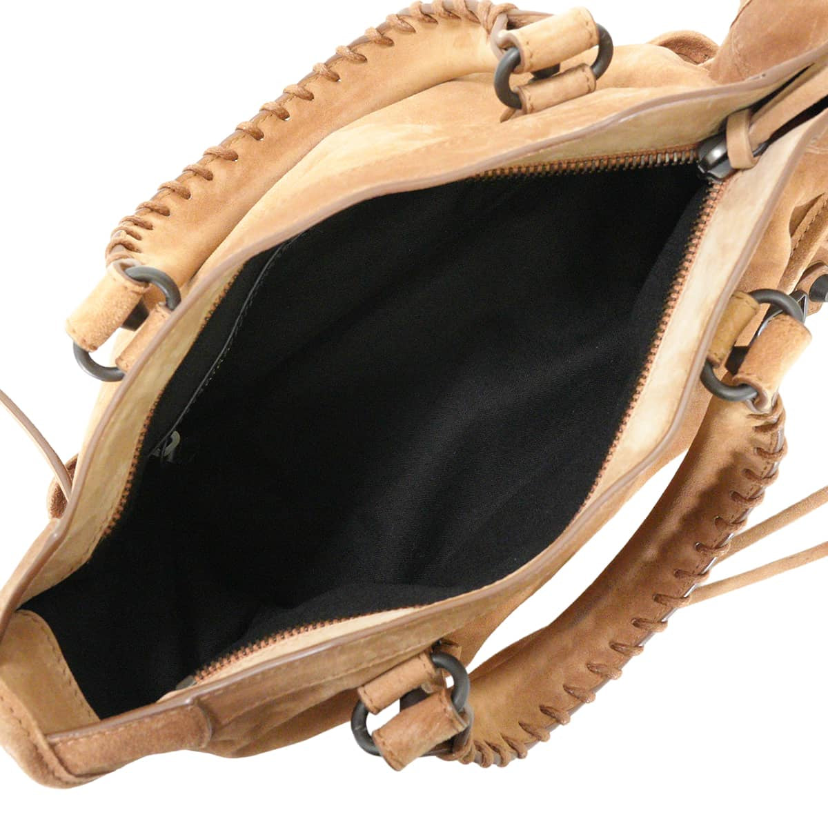 BALENCIAGA Shoulder bag LE CITY SmallCamel Suede Mat Black HW 8657622ACNH2533[EXCELLENT][Authentic]