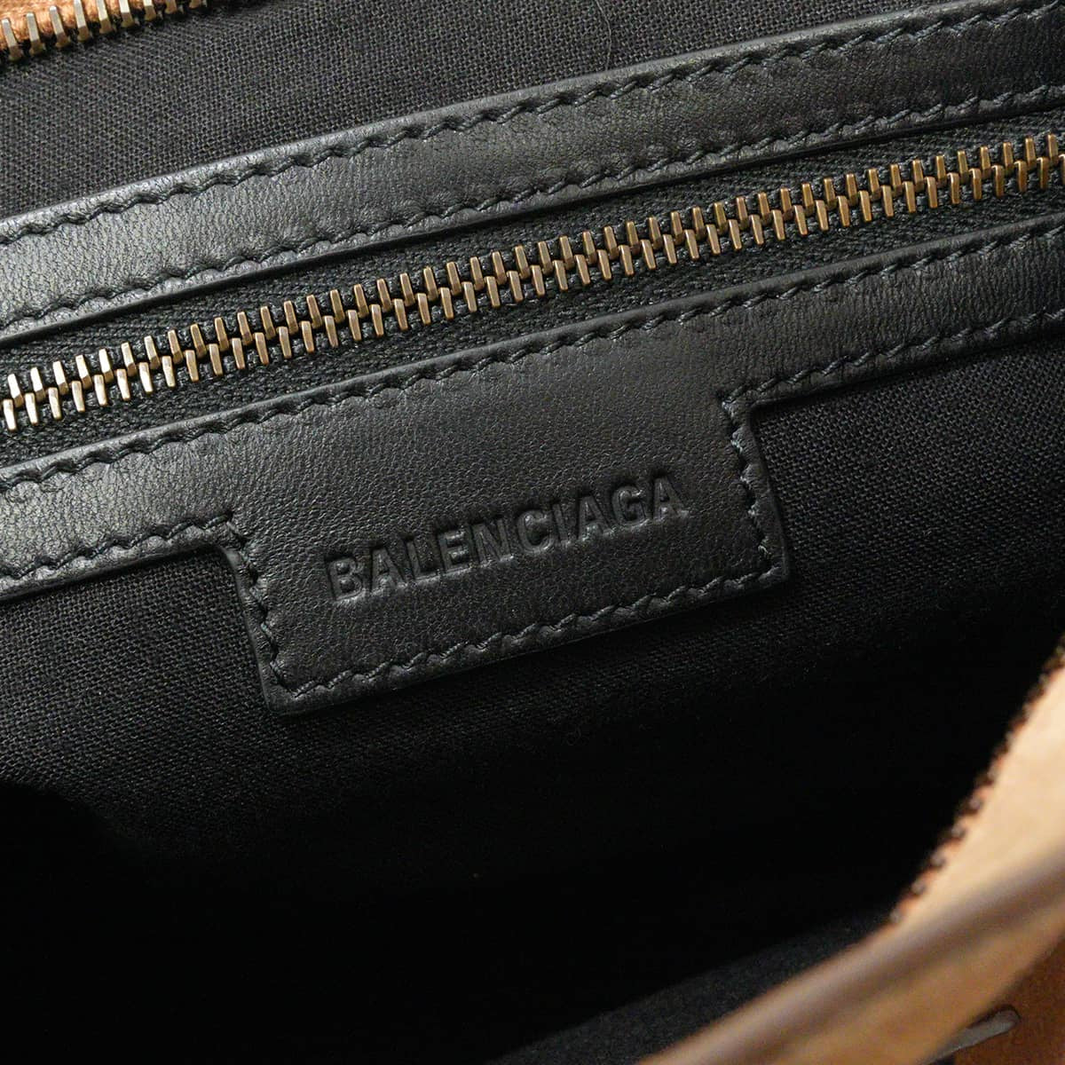 BALENCIAGA Shoulder bag LE CITY SmallCamel Suede Mat Black HW 8657622ACNH2533[EXCELLENT][Authentic]
