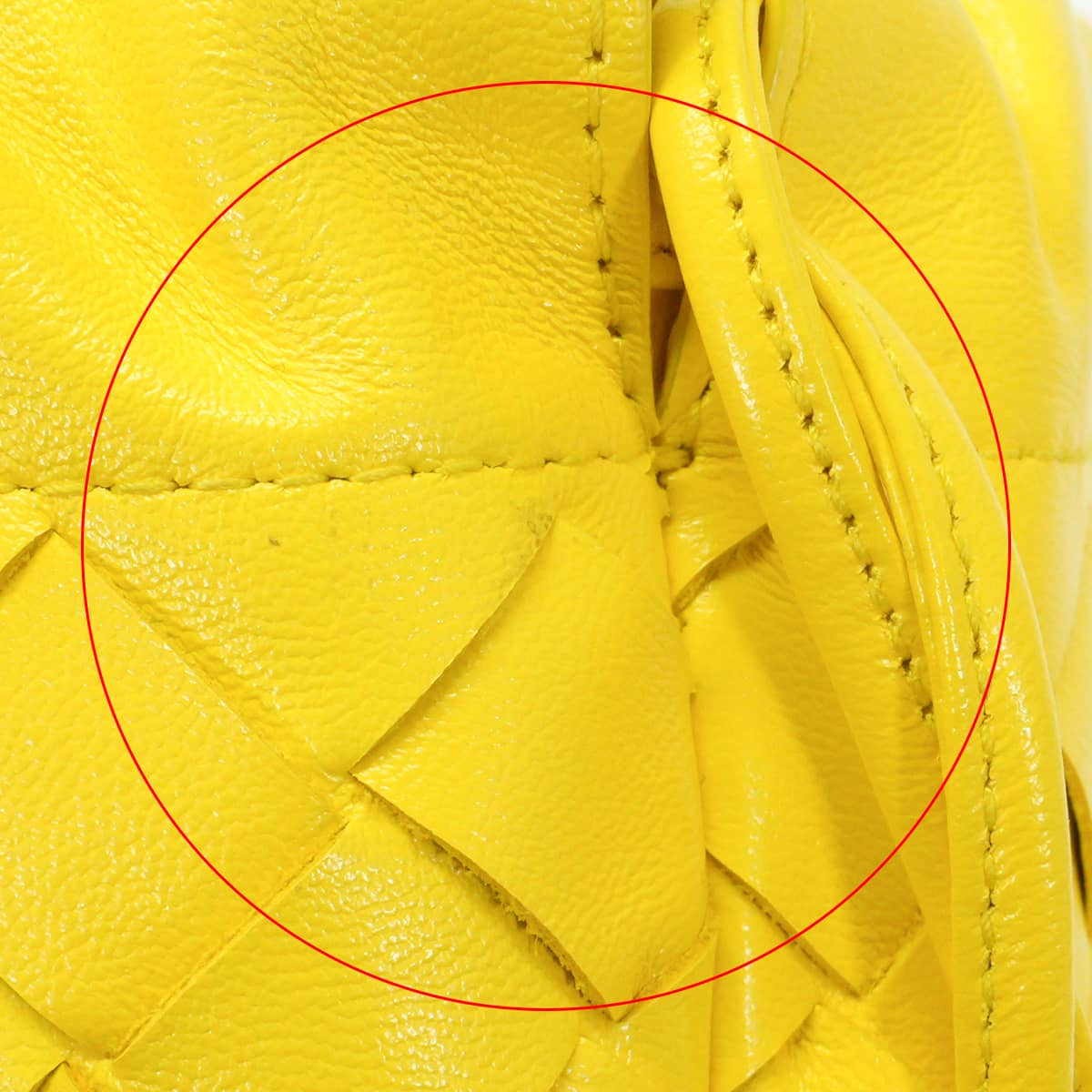 BOTTEGAVENETA Shoulder bag Dustbag Medium Drawstring Intrecciato Yellow lambskin 796728V[EXCELLENT][Authentic]