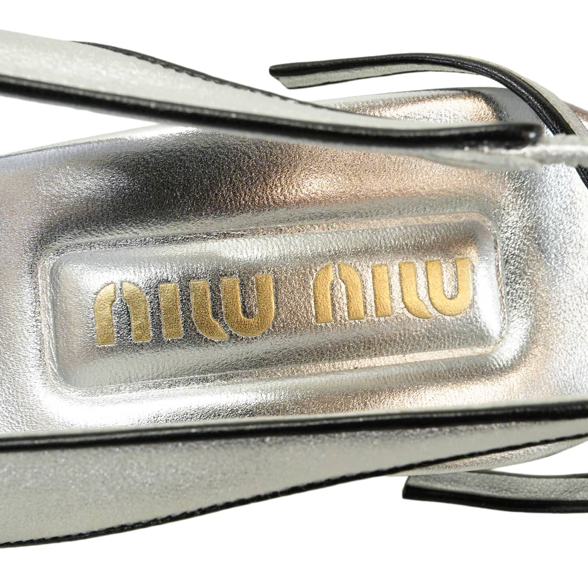 2025SS Miu Miu pumps Mordore Open Toe slingback Silver/Noir (Black) Nappa leather #38[BRAND NEW][Authentic]