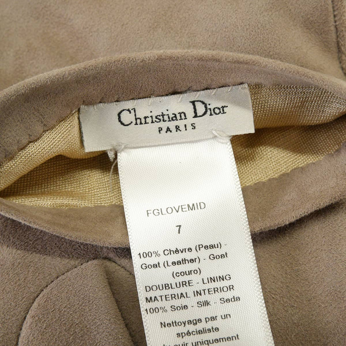 Dior glove Long Groves FGLOVEMID #7 Taupe Goatskin/Silk100%[BRAND NEW][Authentic]