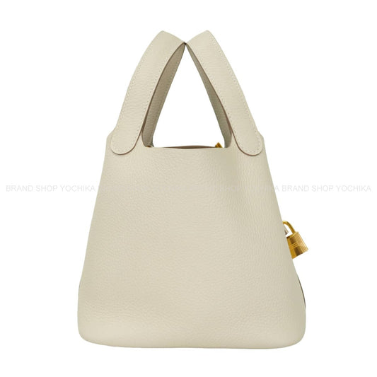 HERMES Handbag Picotin Lock 18 PM Craie Taurillon Clemence Gold HW Stamp G[BRAND NEW][Authentic]