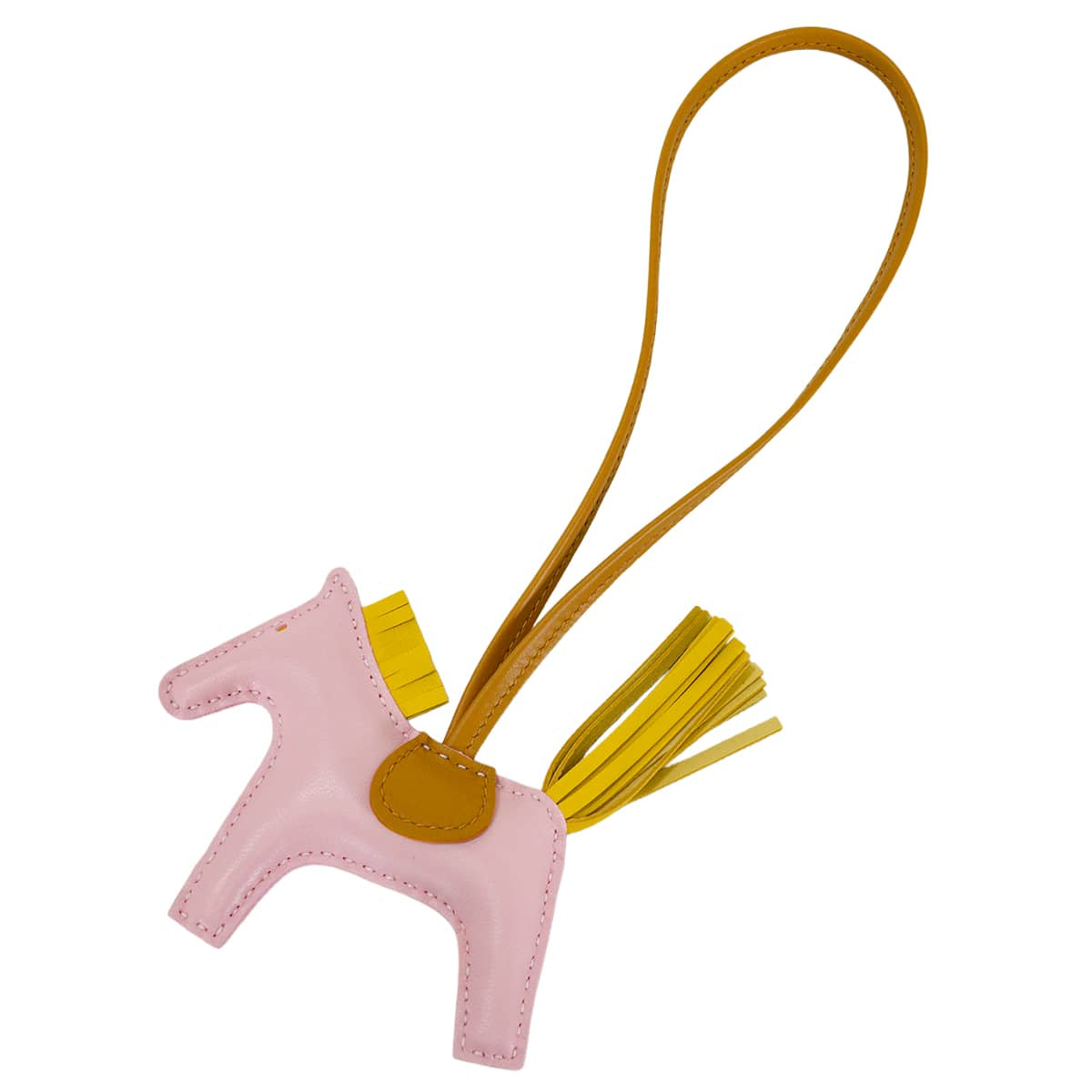 HERMES bag charm Rodeo PM Rose Sakura/Sesami/Jaune de Naples Agneau Milo Stamp G[BRAND NEW][Authentic]