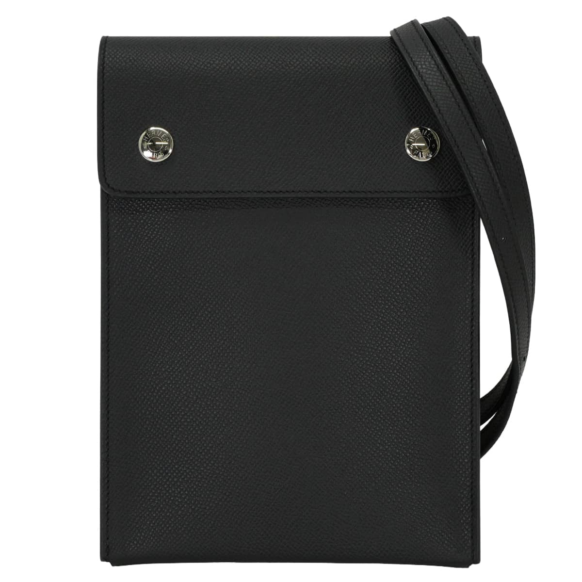 [Pre-loved] HERMES Shoulder bag Hermesnap Vertical To Go pouch Noir (Black) Veau Epsom Silver HW Stamp G[LIKE NEW][Authentic]
