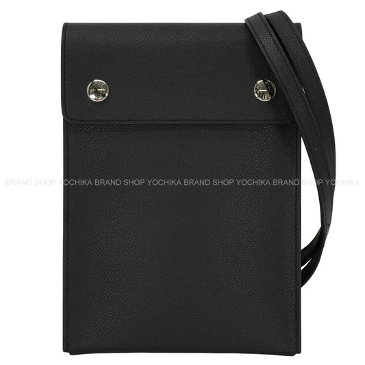 [Pre-loved] HERMES Shoulder bag Hermesnap Vertical To Go pouch Noir (Black) Veau Epsom Silver HW Stamp G[LIKE NEW][Authentic]