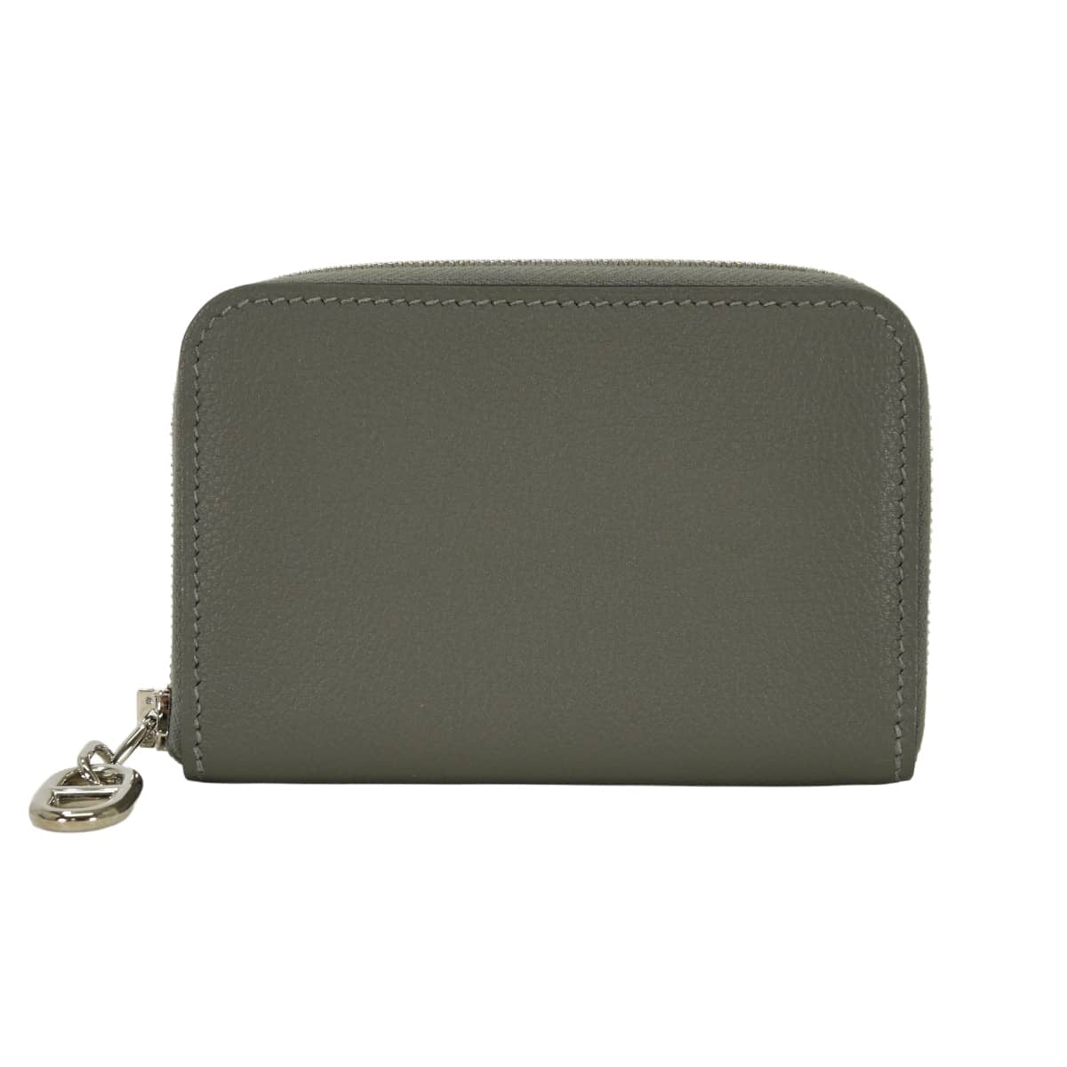 HERMES card holder Zipengo compact Chaine d'Ancre Gris Meyer Evercolor Silver HW Stamp K[EXCELLENT][Authentic]