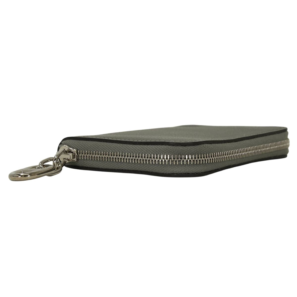 HERMES card holder Zipengo compact Chaine d'Ancre Gris Meyer Evercolor Silver HW Stamp K[EXCELLENT][Authentic]