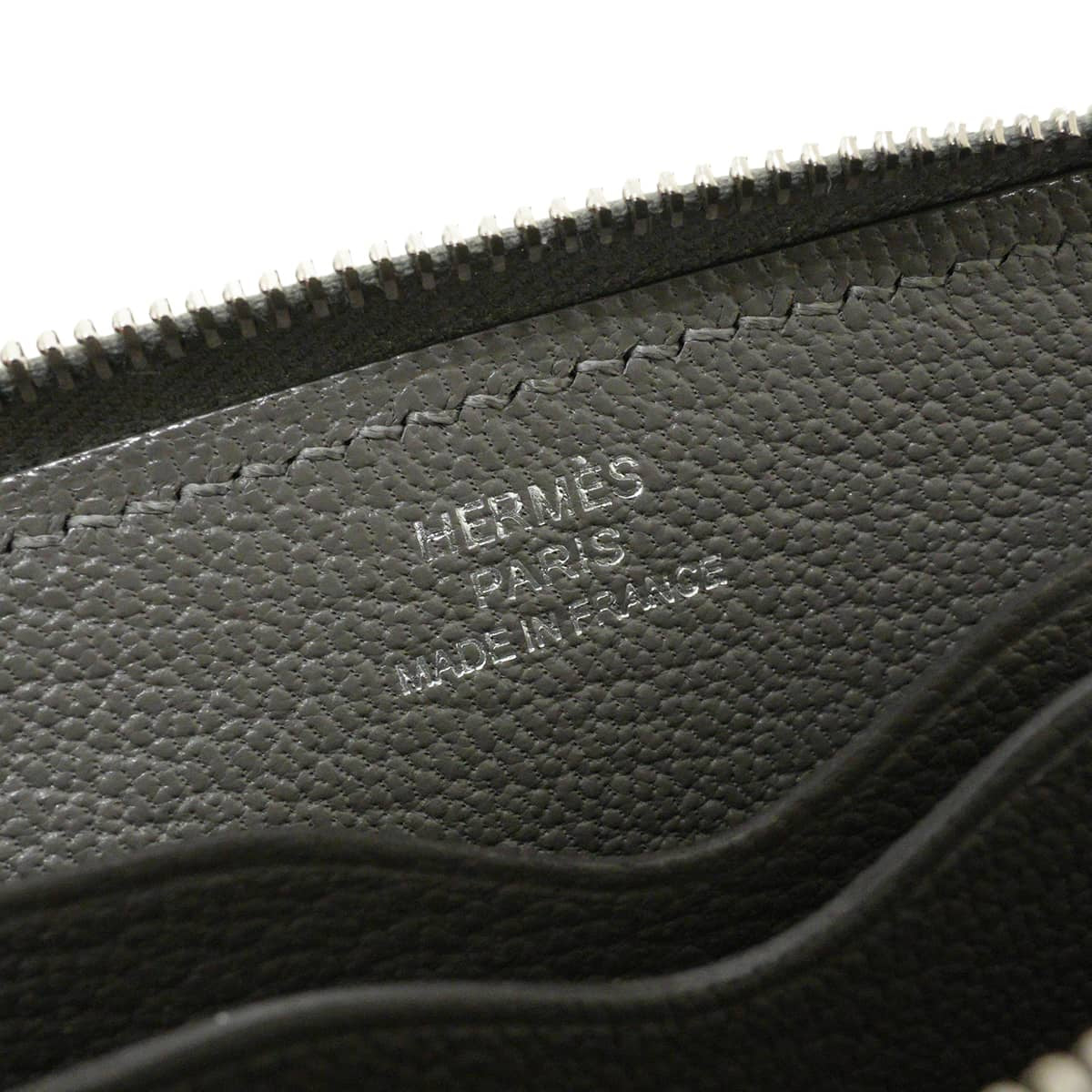 HERMES card holder Zipengo compact Chaine d'Ancre Gris Meyer Evercolor Silver HW Stamp K[EXCELLENT][Authentic]