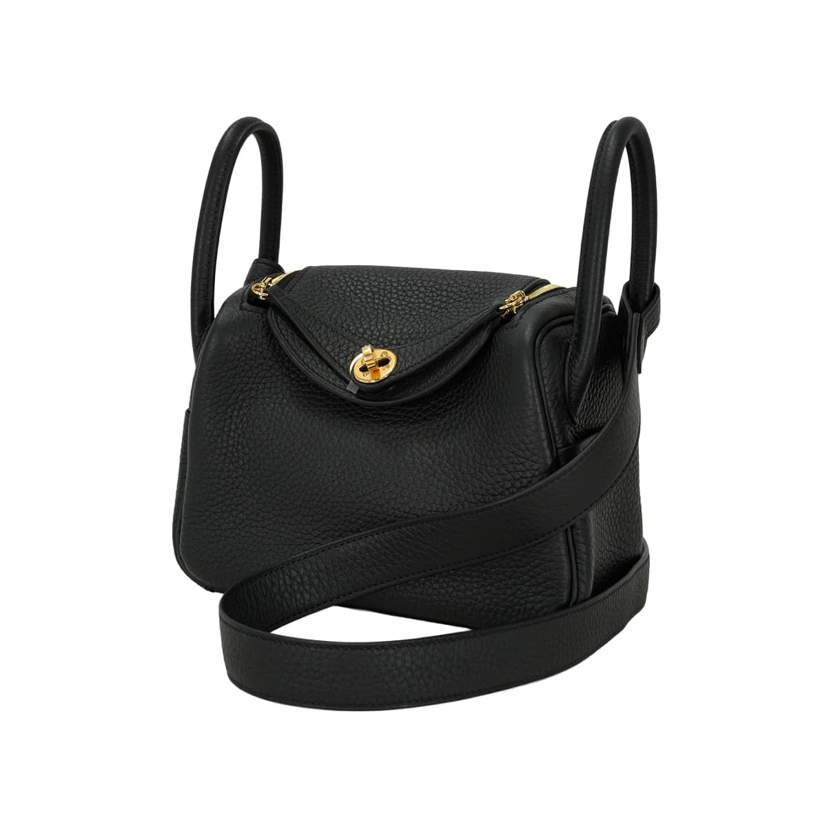 HERMES Shoulder bag Lindy mini 20 Noir (Black) Taurillon Clemence Gold HW Stamp K[BRAND NEW][Authentic]
