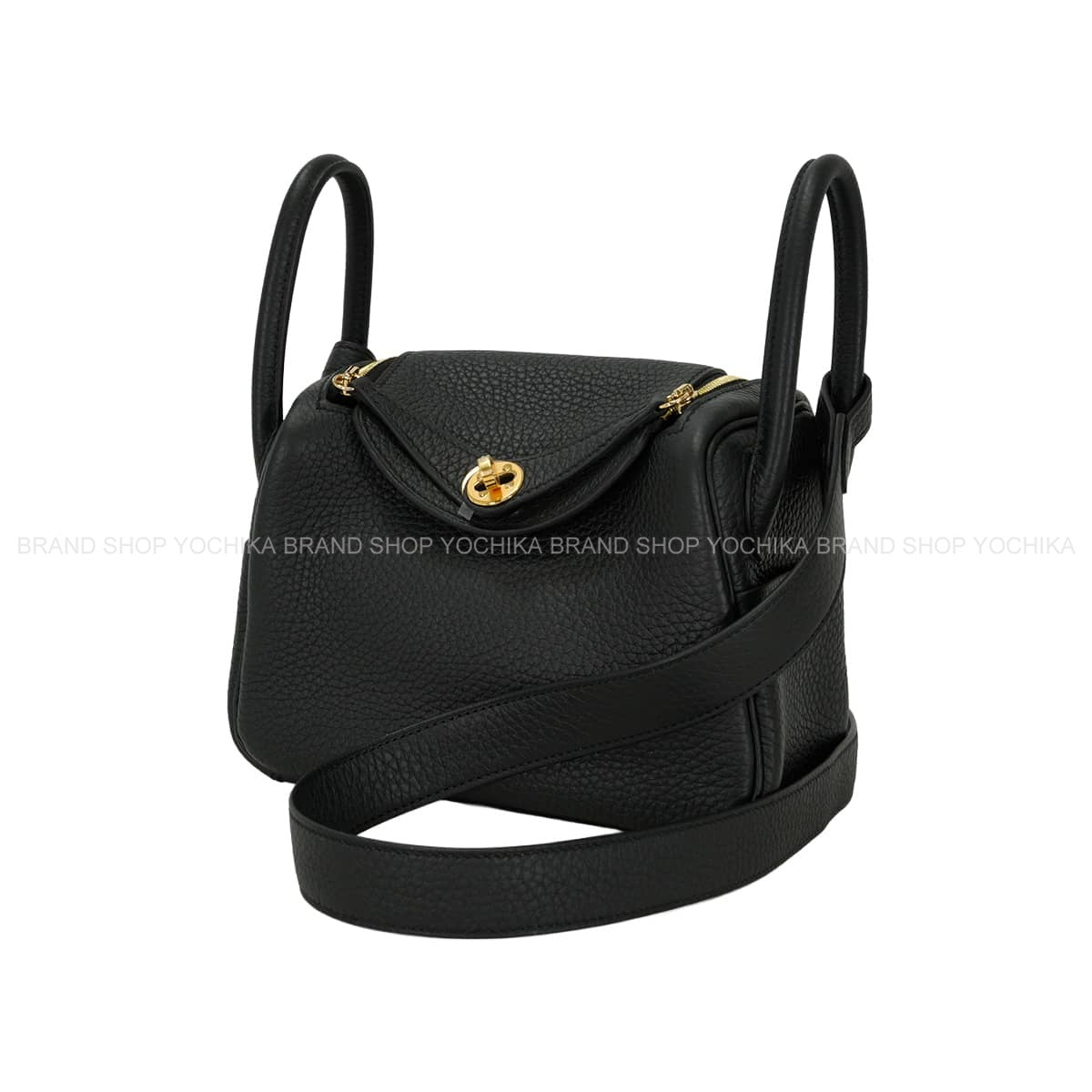 HERMES Shoulder bag Lindy mini 20 Noir (Black) Taurillon Clemence Gold HW Stamp K[BRAND NEW][Authentic]