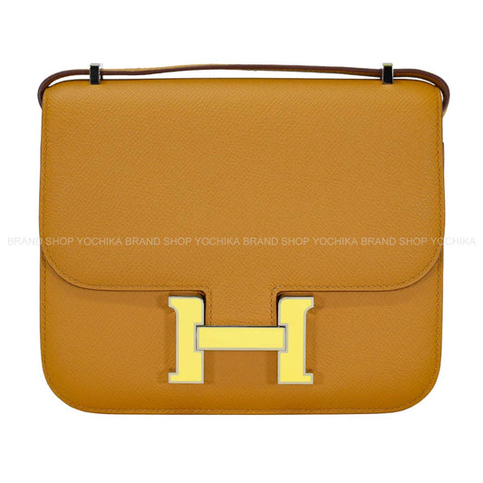 [Pre-loved] HERMES Shoulder bag Constance 3 18 Sesami/Lime Veau Epsom/Lacquer Lacquer HW Stamp Y[LIKE NEW][Authentic]