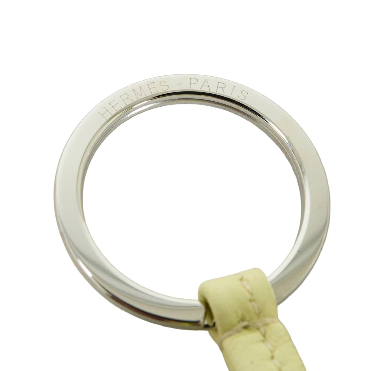 HERMES key ring Carmen Tricolore Jaune Milton/Kraft/Noir (Black) Agneau Milo Silver HW Stamp G[BRAND NEW][Authentic]