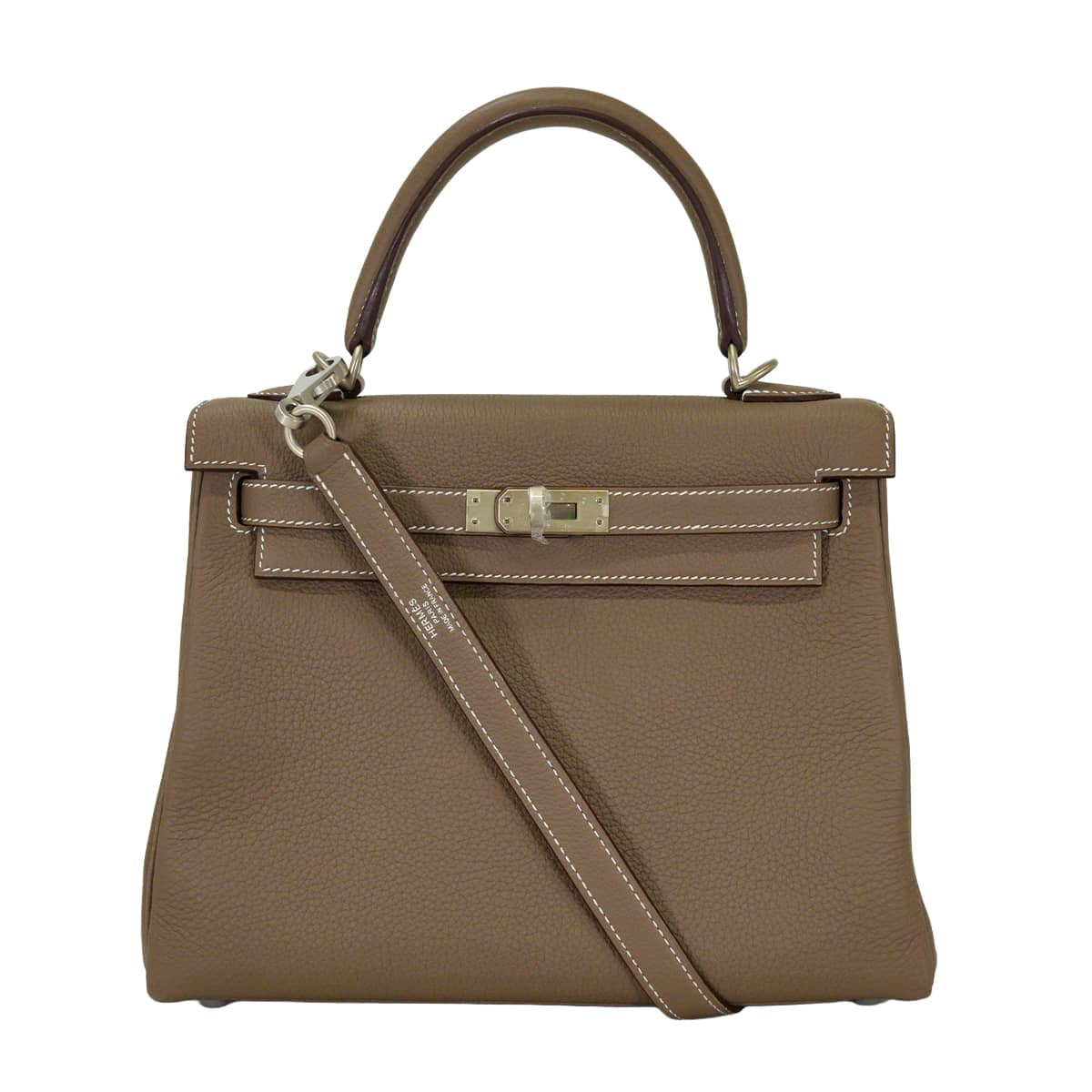 HERMES Shoulder bag Kelly25 Retourne Etoupe Veau Togo Mat Silver HW Stamp K[EXCELLENT][Authentic]