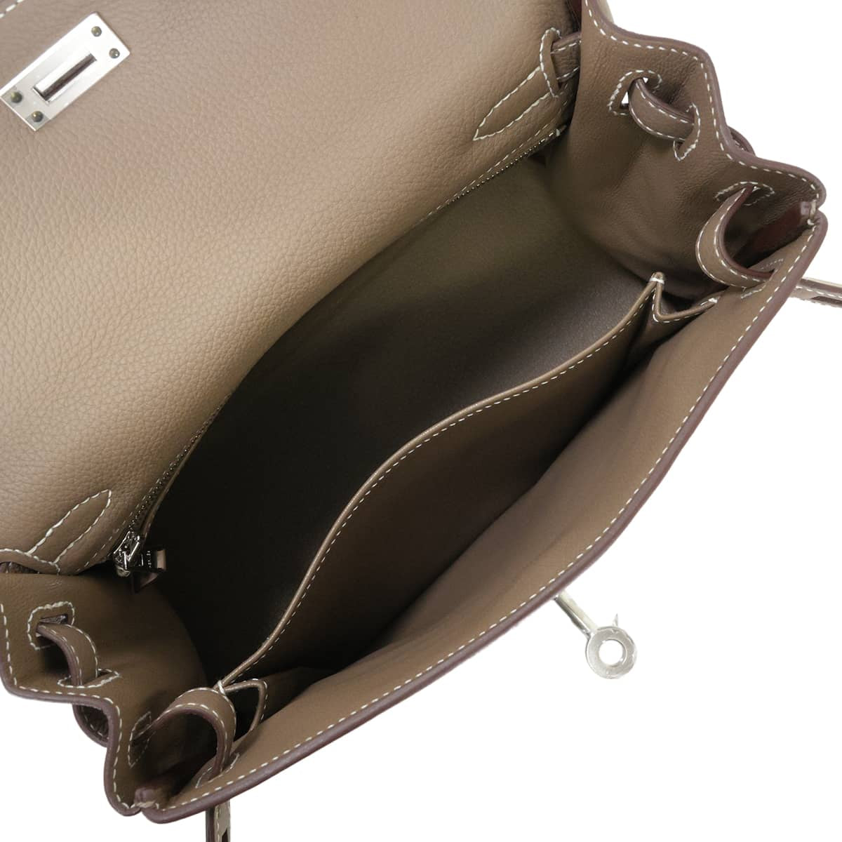 HERMES Shoulder bag Kelly25 Retourne Etoupe Veau Togo Mat Silver HW Stamp K[EXCELLENT][Authentic]