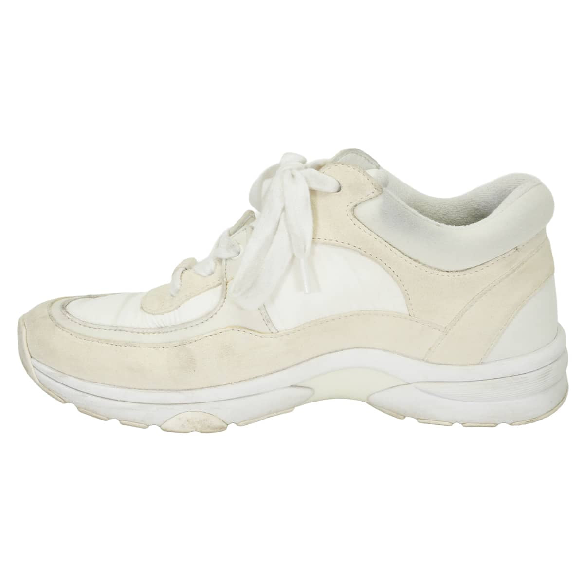 [Pre-loved] CHANEL sneakers CC logo COCO Mark Blanc (White) Calfskin Mixed fibers #36 G34360[USED A][Authentic]