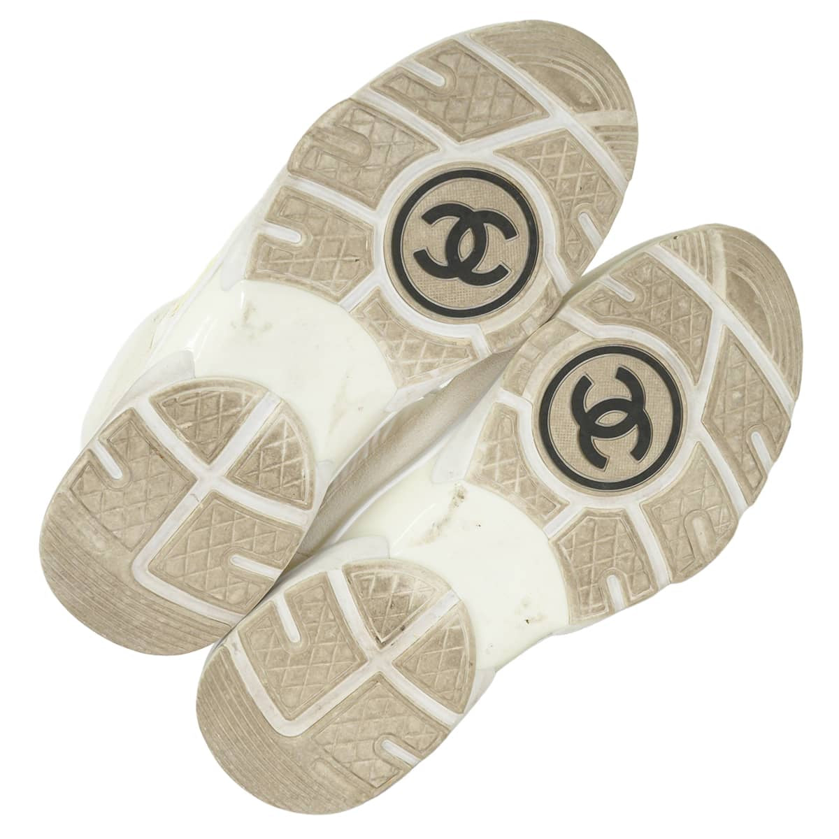[Pre-loved] CHANEL sneakers CC logo COCO Mark Blanc (White) Calfskin Mixed fibers #36 G34360[USED A][Authentic]