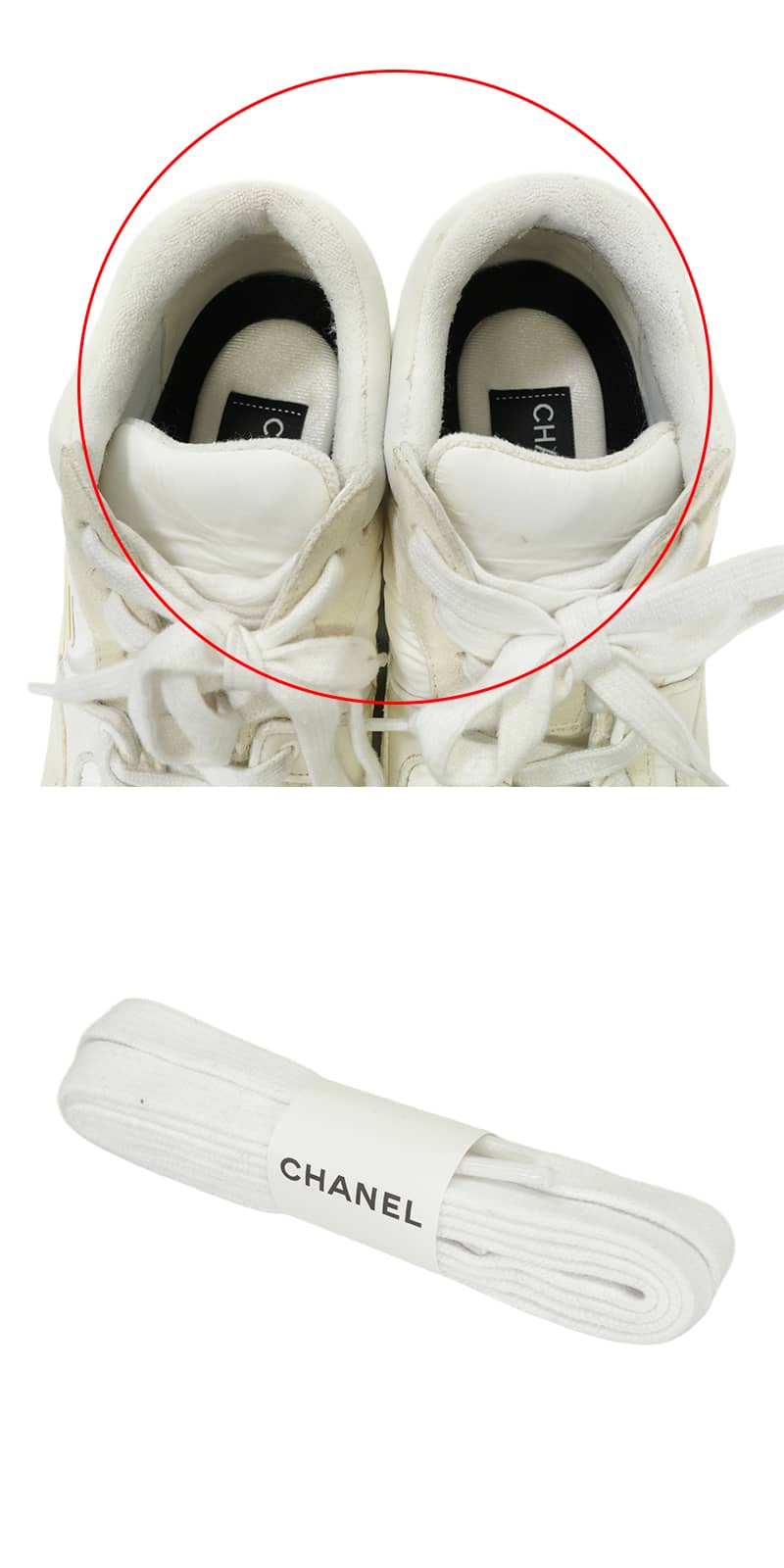 [Pre-loved] CHANEL sneakers CC logo COCO Mark Blanc (White) Calfskin Mixed fibers #36 G34360[USED A][Authentic]