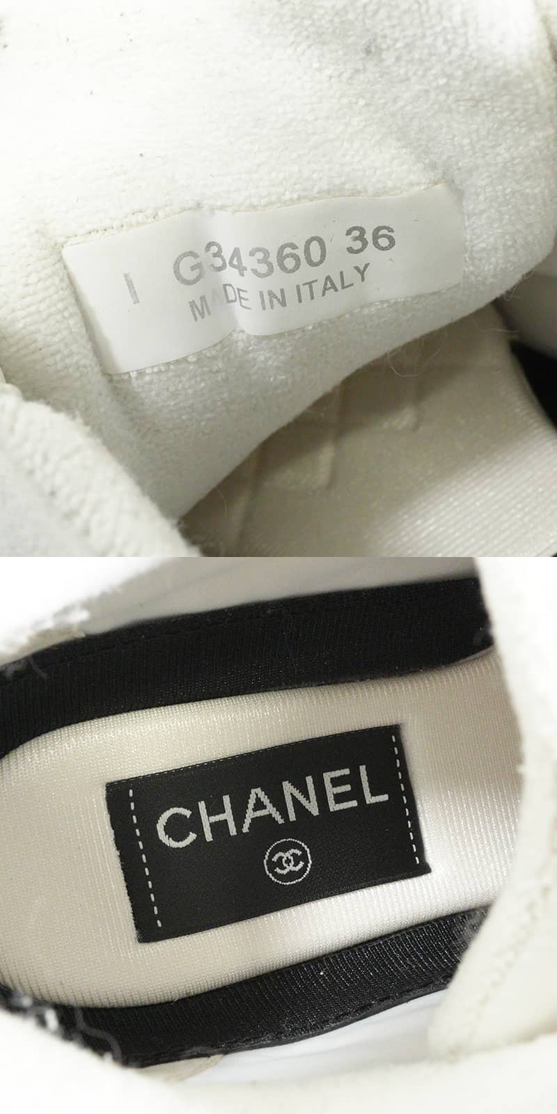 [Pre-loved] CHANEL sneakers CC logo COCO Mark Blanc (White) Calfskin Mixed fibers #36 G34360[USED A][Authentic]