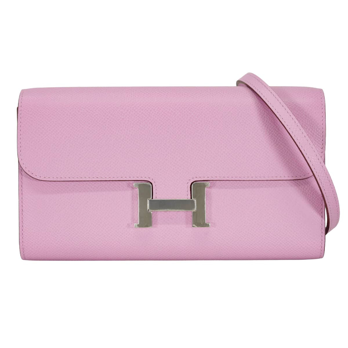 HERMES long wallet Constance Long wallet To Go Mauve sylvestre Ever Grain Silver HW Stamp K[EXCELLENT][Authentic]