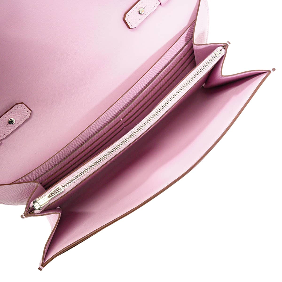 HERMES long wallet Constance Long wallet To Go Mauve sylvestre Ever Grain Silver HW Stamp K[EXCELLENT][Authentic]
