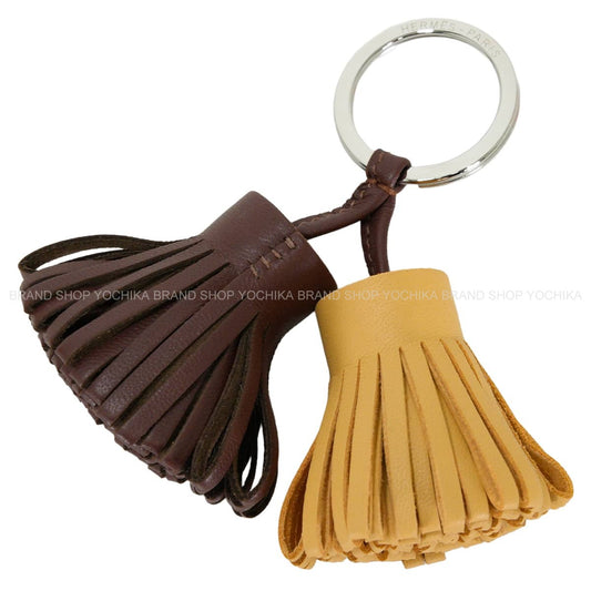 HERMES key ring Carmen Unodos Terre/Paille Agneau Milo Silver HW[EXCELLENT][Authentic]
