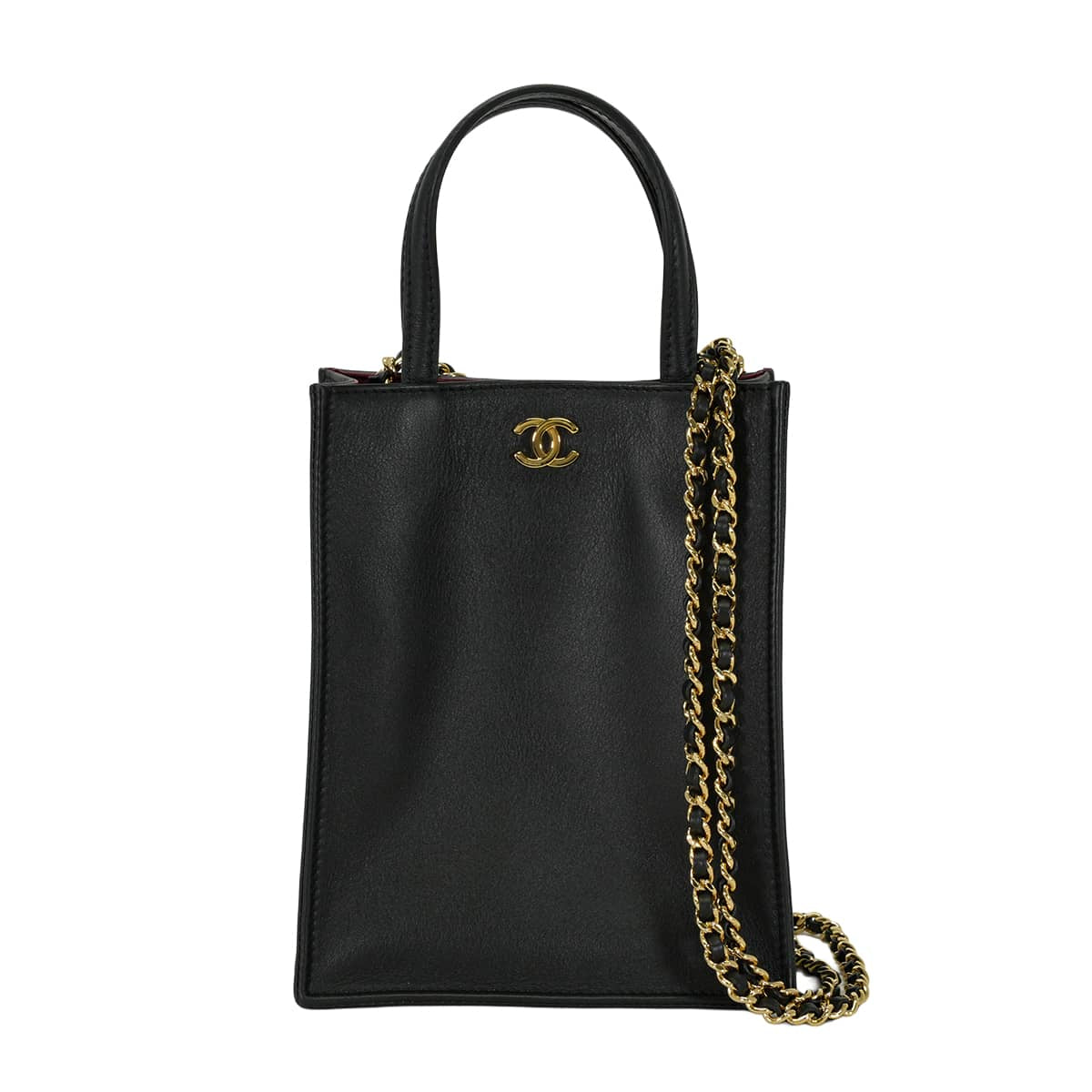 [Pre-loved] 2026 Metiers d'Art Collection CHANEL Shoulder bag Shopping bag COCO Mark Mini Noir (Black)/Bordeaux Calfskin Gold HW AP5398[LIKE NEW][Authentic]