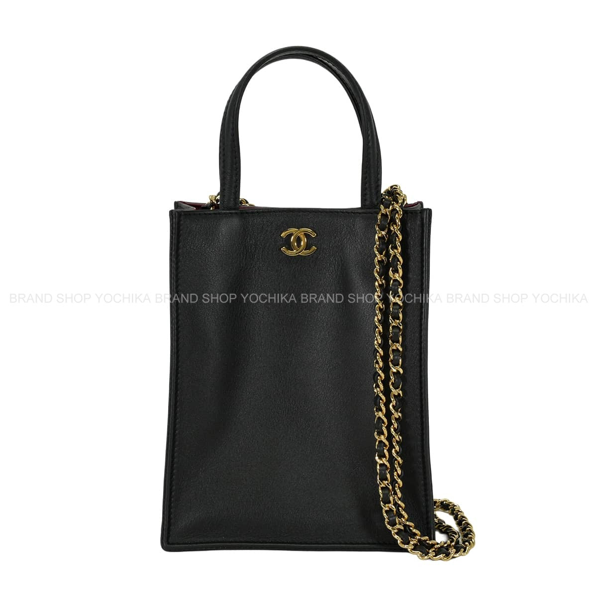 [Pre-loved] 2026 Metiers d'Art Collection CHANEL Shoulder bag Shopping bag COCO Mark Mini Noir (Black)/Bordeaux Calfskin Gold HW AP5398[LIKE NEW][Authentic]