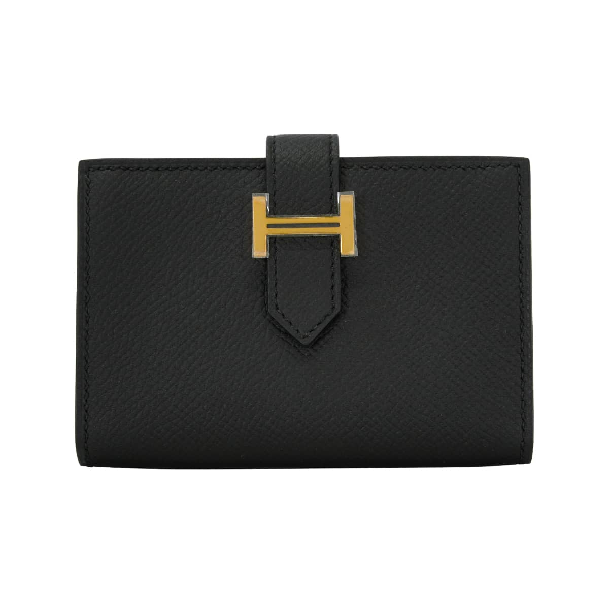 HERMES card holder Bearn Card holder Noir (Black) Veau Epsom Gold HW Stamp D[EXCELLENT][Authentic]