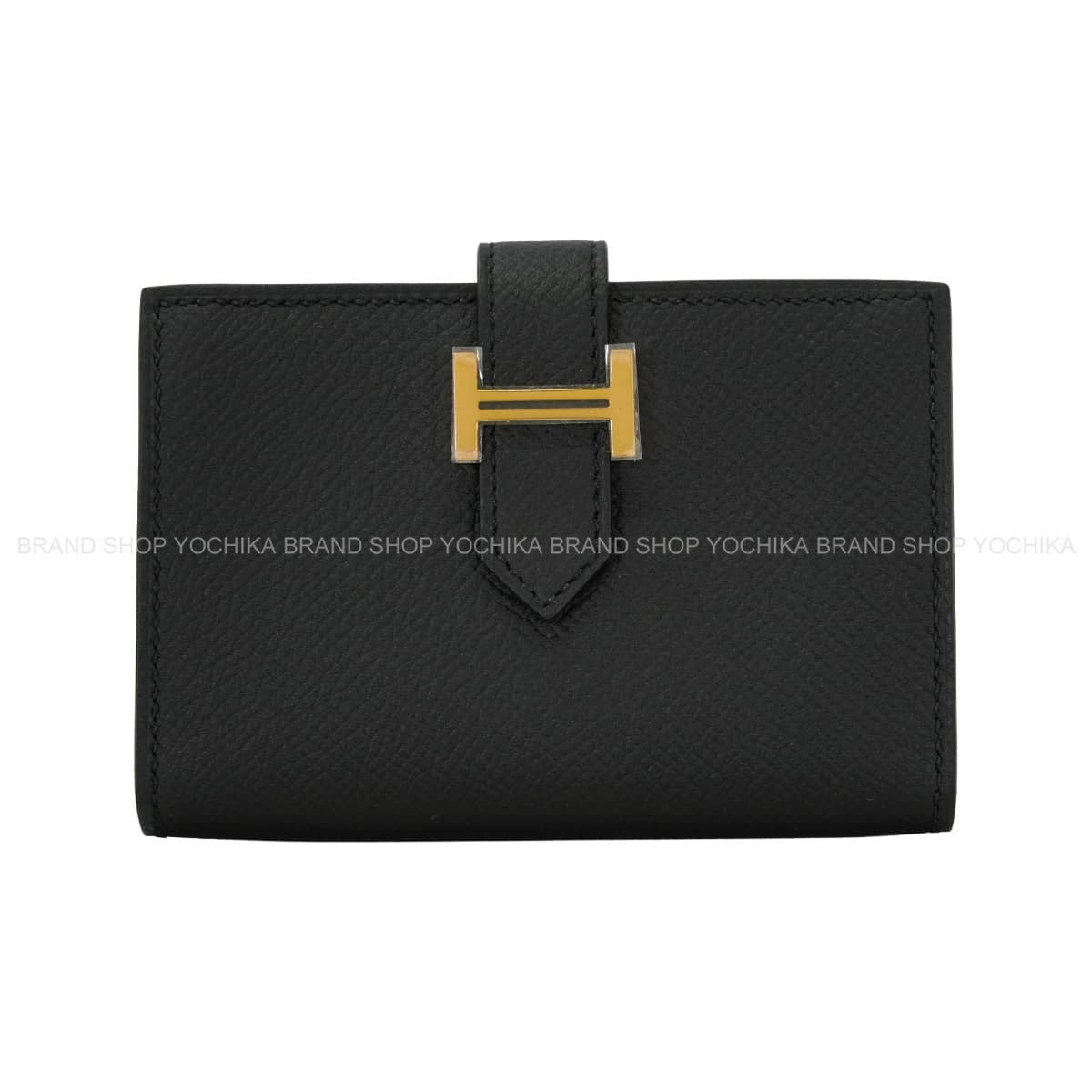 HERMES card holder Bearn Card holder Noir (Black) Veau Epsom Gold HW Stamp D[EXCELLENT][Authentic]