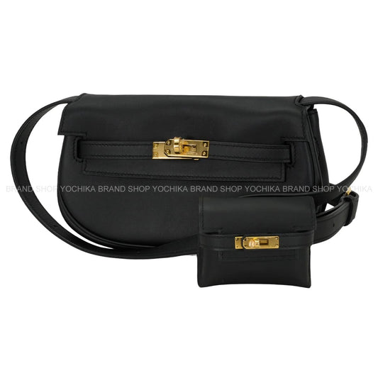 HERMES Shoulder bag Kelly Moove Noir (Black) Veau Swift Gold HW Stamp B[EXCELLENT][Authentic]