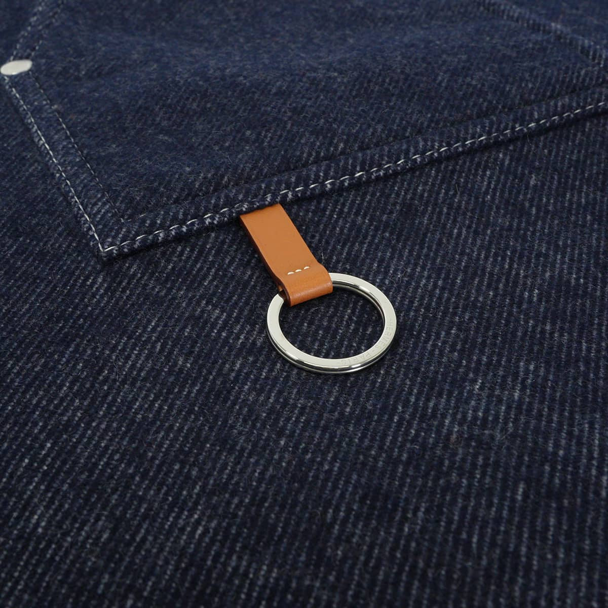 2025 AW HERMES muffler Cargo pocketsdenim Cashmere leather Silver HW H259122S02[EXCELLENT][Authentic]