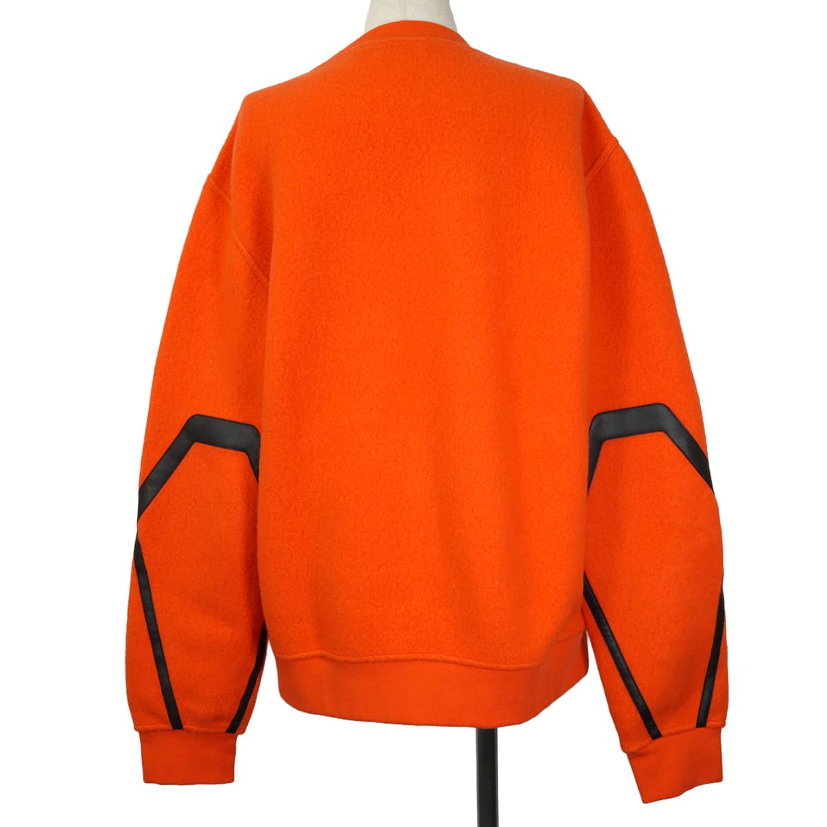 2022AW HERMES Sweat Men’s Long-sleeved sweatshirt with front pockets Orange/Noir (Black) Wool/Cashmere/leather #M Silver HW[EXCELLENT][Authentic]