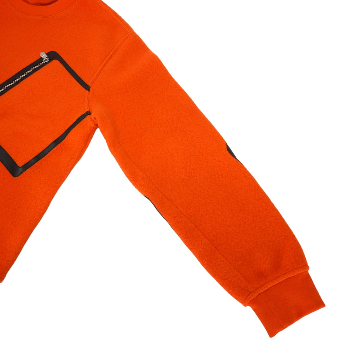 2022AW HERMES Sweat Men’s Long-sleeved sweatshirt with front pockets Orange/Noir (Black) Wool/Cashmere/leather #M Silver HW[EXCELLENT][Authentic]