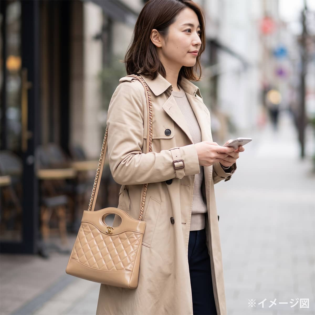 [Pre-loved] CHANEL Shoulder bag Chanel 31 Matelasse COCO Mark Chain Mini Shopping Bag Beige Shiny calfskin Gold HW AS4133[LIKE NEW][Authentic]