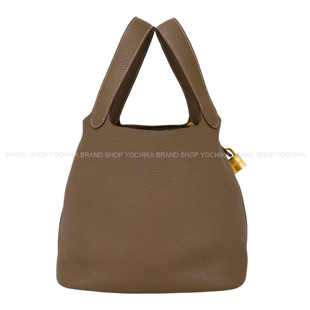 HERMES Handbag Picotin Lock 22 MM Etoupe Taurillon Clemence Gold HW Stamp W[EXCELLENT][Authentic]