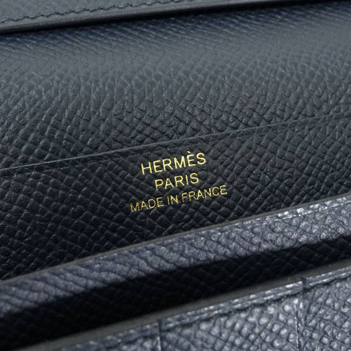 [Pre-loved] HERMES long wallet Bearn Soufflet Blue Indigo Veau Epsom Gold HW Stamp Ｂ[LIKE NEW][Authentic]