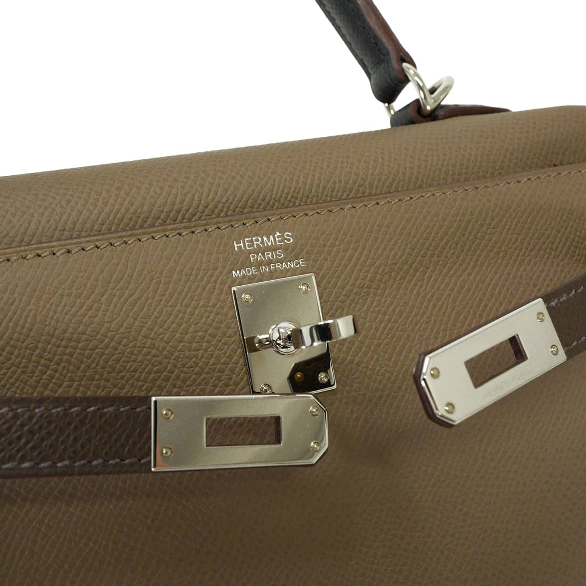 [Pre-loved] HERMES Shoulder bag Kelly25 Sellier Etoupe/Ecorce/Noir (Black) Veau Epsom Silver HW Stamp B[LIKE NEW][Authentic]